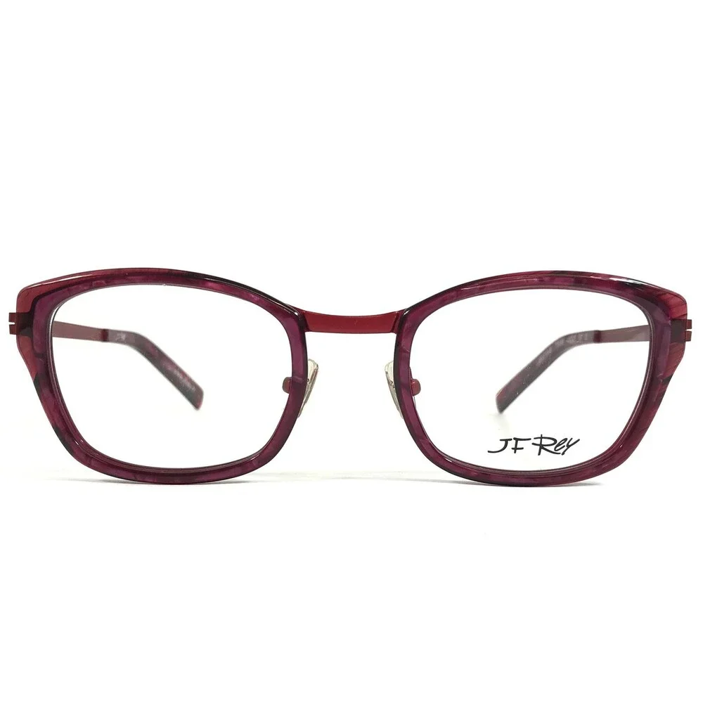 JF Rey Eyeglasses Frames JF2718 7535 Plum Red Acetate Square Full Rim 49-21-137